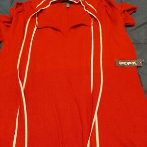 Modcloth red short sleeved sweater bow 2x NWT
